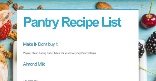 Pantry Recipe List