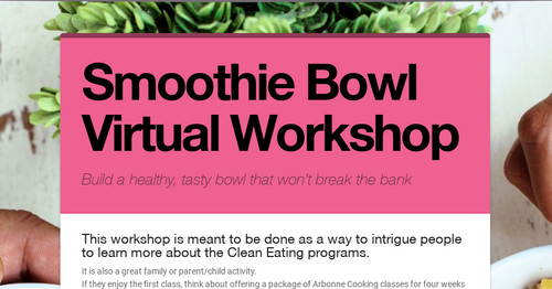 Smoothie Bowl Virtual Workshop