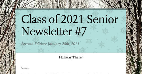 Class of 2021 Senior Newsletter #7