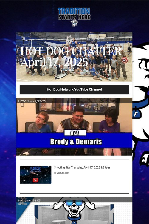HOT DOG CHATTER April 17, 2025