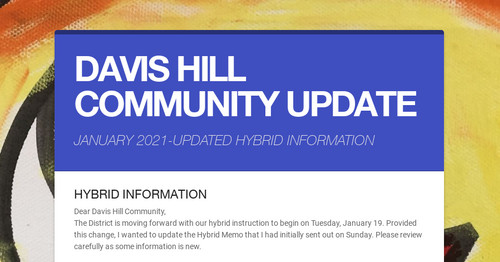 DAVIS HILL COMMUNITY UPDATE