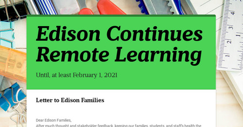 Edison Continues Remote Learning