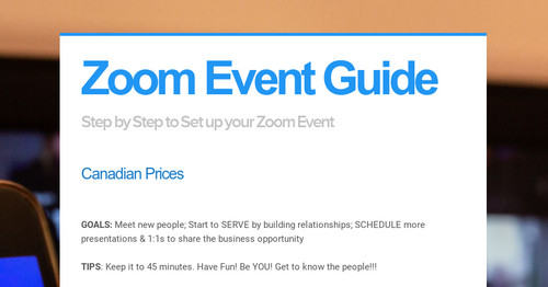 Zoom Event Guide