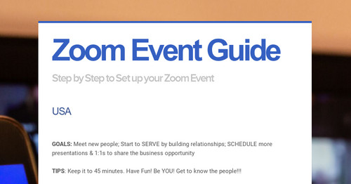 Zoom Event Guide