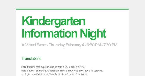 Kindergarten Information Night
