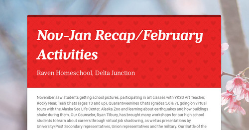 Nov-Jan Recap/February Activities