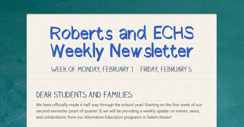Roberts and ECHS Weekly Newsletter