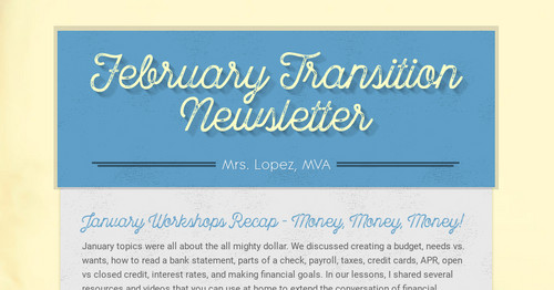 February Transition Newsletter