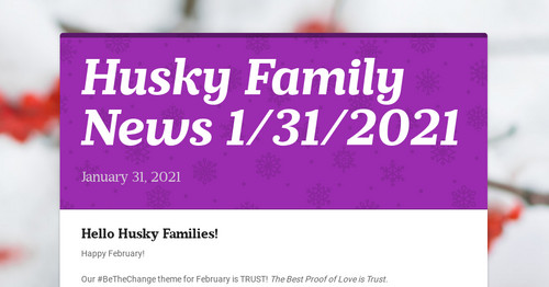 Husky Family News 1/31/2021