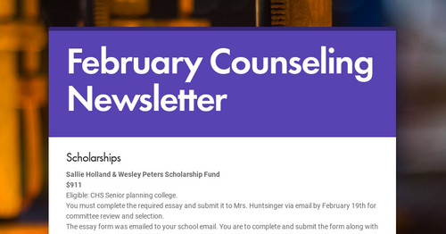 February Counseling Newsletter