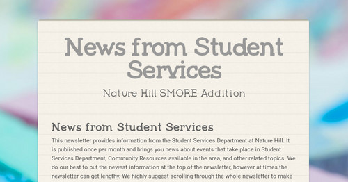 News from Student Services