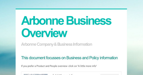 Arbonne Business Overview