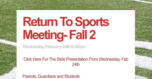 Return To Sports Meeting- Fall 2