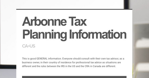 Arbonne Tax Planning Information