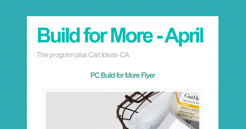 Build for More - April