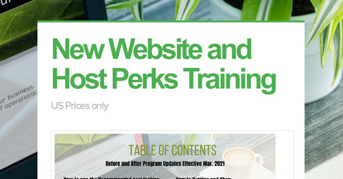 New Website and Host Perks Training