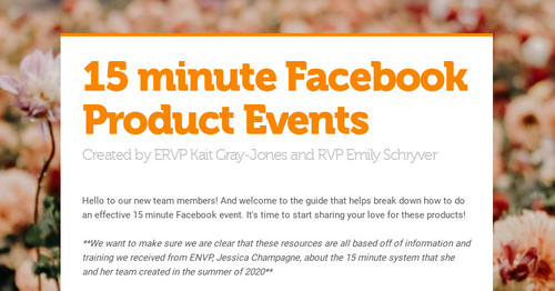 15 minute Facebook Product Events