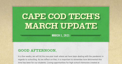 Cape Cod Tech's March Update