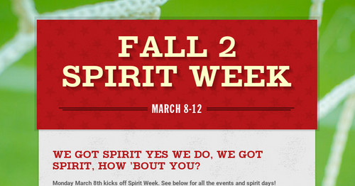 Fall 2 Spirit Week