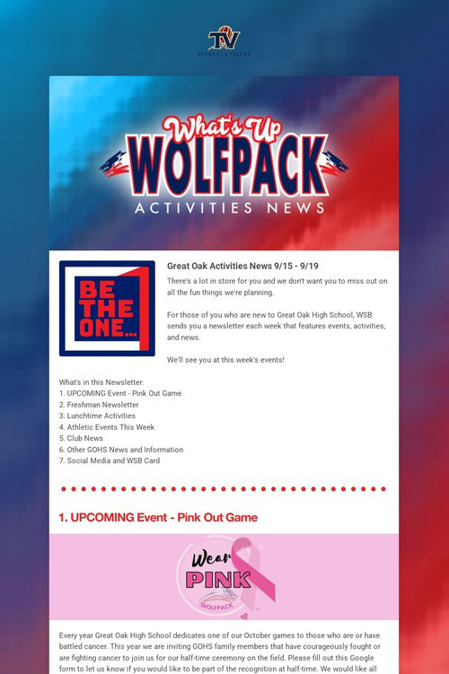 What's Up Wolfpack  9/15 - 9/19
