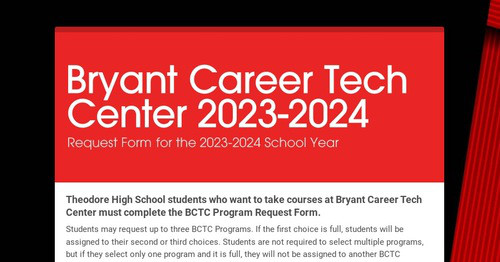 Bryant Career Tech Center 2023-2024 | Smore Newsletters