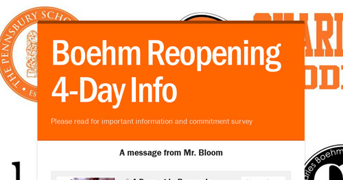 Boehm Reopening 4-Day Info