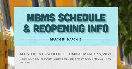 MBMS Schedule & Reopening Info