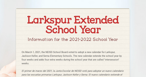 Larkspur Extended School Year