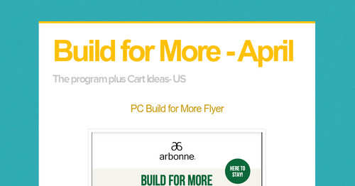Build for More - April