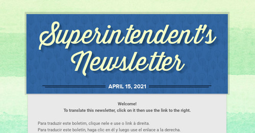 Superintendent's Newsletter