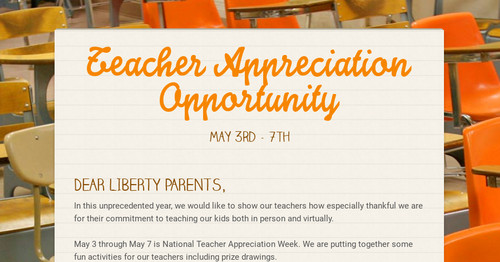 Teacher Appreciation Opportunity