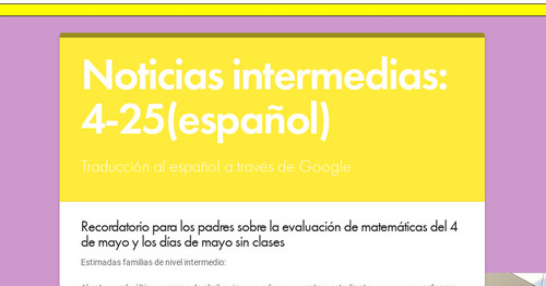 Noticias intermedias: 4-25(español)
