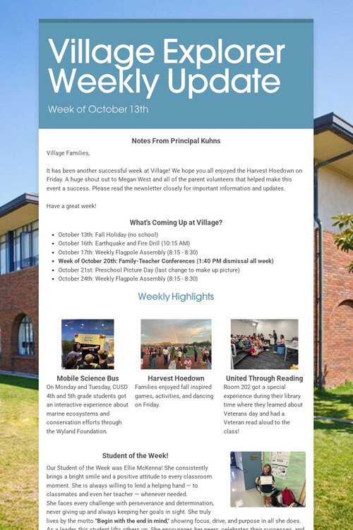 Village Explorer Weekly Update