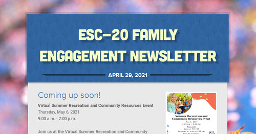 ESC-20 Family Engagement Newsletter