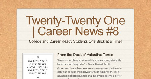 Twenty-Twenty One | Career News #8