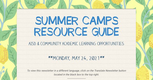 SUMMER CAMPS RESOURCE GUIDE