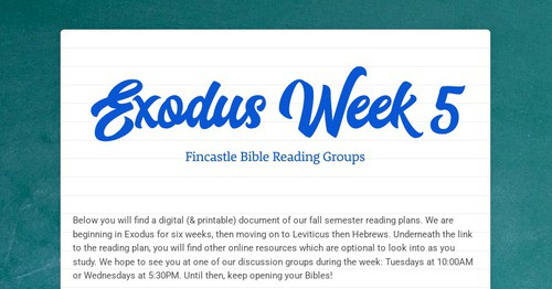 Exodus Week 5