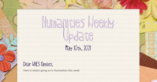 Humanities Weekly Update