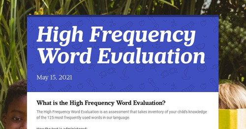 High Frequency Word Evaluation