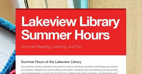 Lakeview Library Summer Hours
