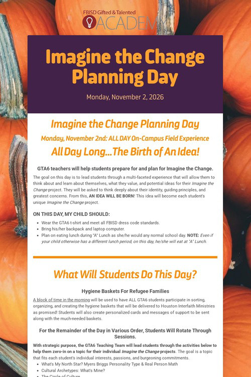 Imagine the Change Planning Day