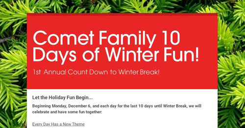 Comet Family 10 Days of Winter Fun!