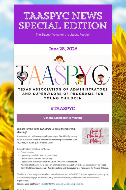 TAASPYC News Special Edition