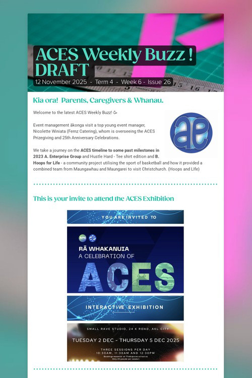 ACES Weekly Buzz !  DRAFT