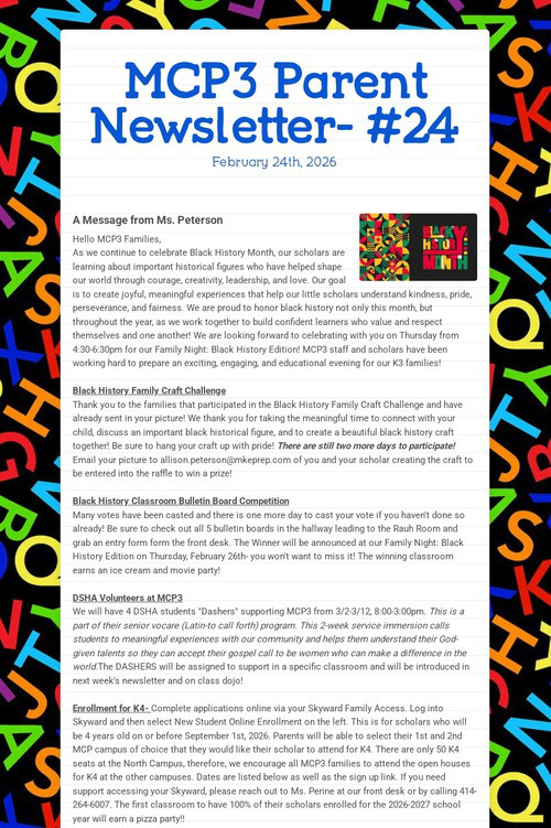 MCP3 Parent Newsletter- #24