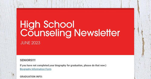 High School Counseling Newsletter