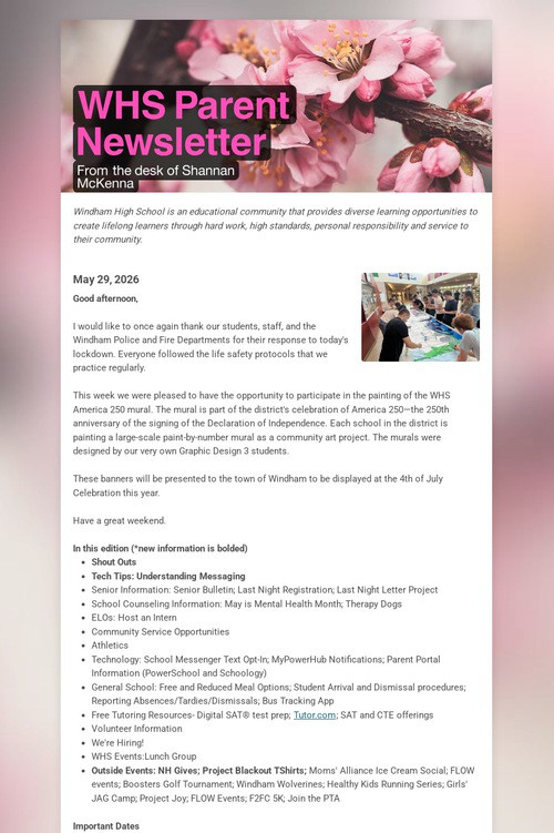WHS Parent Newsletter