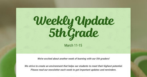 Weekly Update 5th Grade