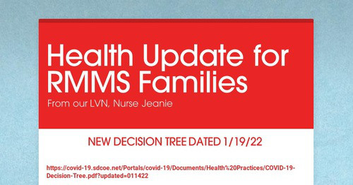 Health Update for RMMS Families