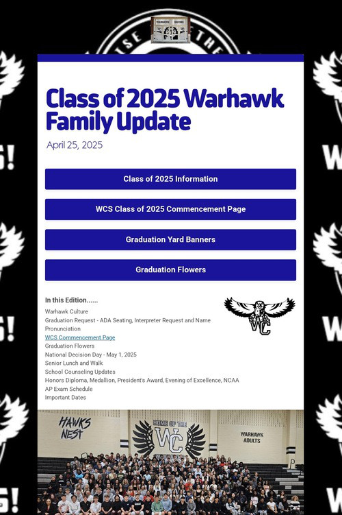 Class of 2025 Warhawk Family Update